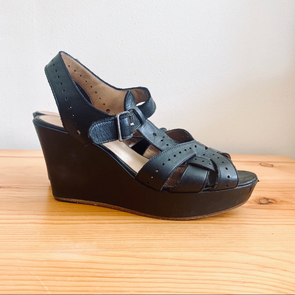 Barney’s New York CO-OP platform sandals black leather 38 / 8 - Picture 4 of 9